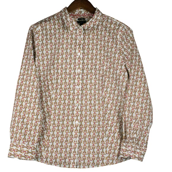 Talbots‎ Womens 16P Button Down Shirt Blouse Equestrain Horse Bit Preppy Western - Picture 2 of 10